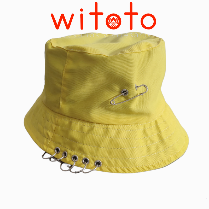 GORRO PESQUERO AMARILLO/NEGRO ARGOLLADO